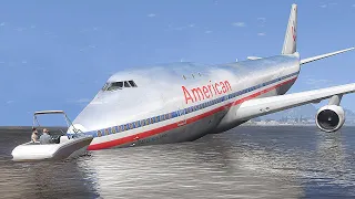 Realistic Boeing 747 Water Emergency Landing Crash When Pilot Got Too Sick GTA 5