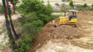 Wonderful Complete The Project 100% Process by Komatsu D31A Dozer Push Dirt, Trucks Dumping Soil