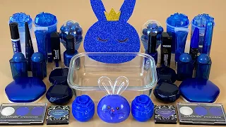 Navy BLUE RABBIT SLIME 💙 Mixing makeup and glitter into Clear Slime 💯% ASMR Satisfying Slime Videos