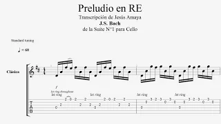 Tablatura Guitarra Bach: Preludio en Re Mayor - Jesús Amaya...