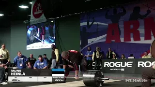 2018 Arnold Strongman Classic ROGUE Elephant Bar Deadlift 383kg Rauno Heinla