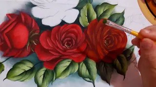 Pintura em tecido,dica de como pintar rosas vermelhas parte 2