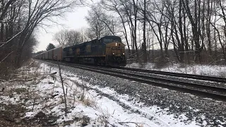 A duo of ES40DC’s pulls a double stack train through cuyahoga falls Ohio