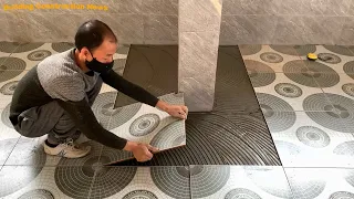 Professional Garage Basement Floor Tiling Technique Using Traditional Pattern Ceramic Tiles