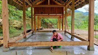 Girl with techniques for pouring cement and sand floors for her lovely kitchen