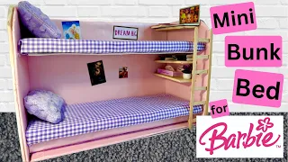 DIY How to make a miniature BUNK BED from a SHOE BOX for BARBIE/SINDY dolls. Mini doll furniture