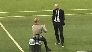 Pep Guardiola & Zinedine Zidane after the final whistle...