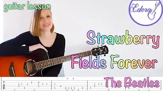 STRAWBERRY FIELDS FOREVER Fingerstyle Guitar Tutorial with on-screen Tab - The Beatles