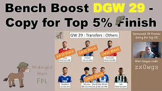 FPL Gameweek 29 Bench Boost Preview - Copy this for Top 5% Finish