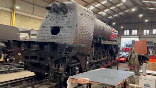 Sir Keith Park arrives back at Herston Works on the Swanage Railway.