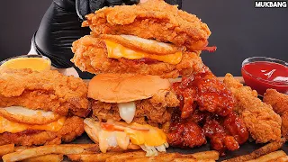 ASMR MUKBANG | KFC Burgers🍔 Fried Chicken 🍗 French Fries 🍟 EATING 햄버거 양념치킨 감자튀김 소스 퐁당! 먹방