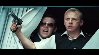 Hot Fuzz (2007) Car chase Scene [1080p]