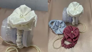 Easy DIY Flower Scrunchies at Home 🌸| How to Make Satin Silk Scrunchies ✅ | DIY Hair Accessories