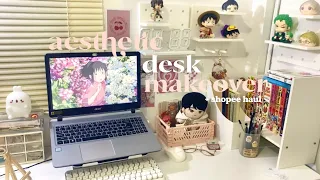 aesthetic desk makeover (anime) + shopee haul