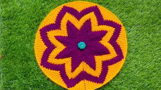 फ़ूल वाला पायदान बनाए बहुत आसानी से ॥ new flower design doormat