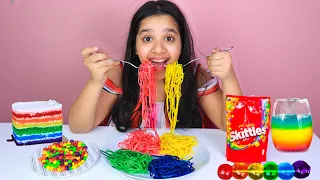 قضيت يوم كامل باللون قوس قزح 🌈! شفا Rainbow food