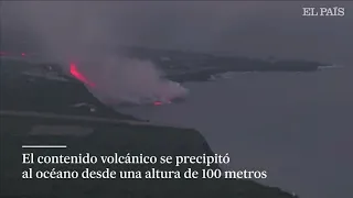 Así amanecía #LaPalma hoy...La lava del volcán llega al mar