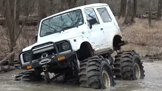 "Mud Madness: Big Jeep Monster Trucks Take on the Swamp Challenge!"