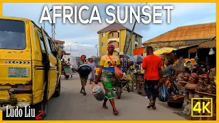 African Market - Immersive Sunset drive in LAGOS NIGERIA - 4 K MOTORCYCLE TRAVEL IN AFRICA