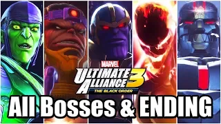 Marvel Ultimate Alliance 3: The Black Order - All Bosses & ENDING (All MUA3 Boss Fights)