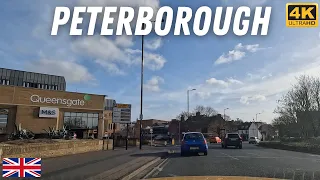 【4K】CITY CENTRE & FLETTON QUAYS DRIVING TOUR PETERBOROUGH ENGLAND