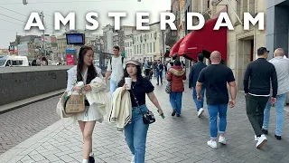 Amsterdam Romantic Street Tour | Rokin Street Walking Tour | 24°C / April 2024🇳🇱☀️