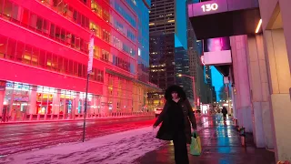 Snow. 42nd St at Sunrise. Midtown Manhattan. New York City