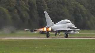 4 Eurofighter Typhoons scrambling for intercept | vertical take-off with full afterburner!