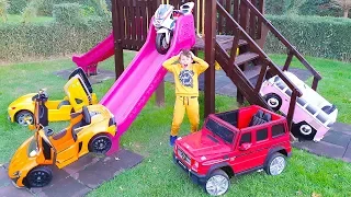 Ali Pretend Play with Toy CARS ESCAPE to the Children's park