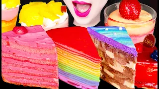 ASMR RAINBOW CREPE CAKE MOUSSE 레인보우 크레이프 케이크 MUKBANG 먹방