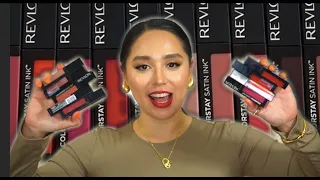 Revlon Colorstay Satin Ink SWATCHES & SIDE BY SIDE COMPARISON #revlon #revloncolorstay #lipswatches