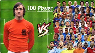 Johan Cruyff VS 100 Player Football (Ronaldo-Messi-Neymar-Maradona-Ziedan--Salah-Benzema-Vini-Pele)