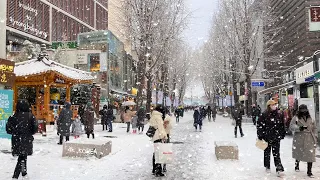 【4K HDR Korea】 Walk in Snowy Seoul, Insadong to Gyeongbokgung on a Heavy Snowfall day❄️ (Dec.2021)