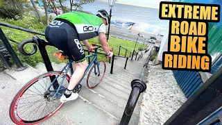 EXTREME ROAD BIKE RIDING ON URBAN MTB FREERIDE LINES!