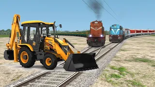 JCB vs Two Trains | Crazy JCB Stops Two Diesel Trains | BeamNG.Drive