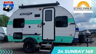 Showing OFF the BRAND NEW 2024 Turquoise and White @sunsetparkrv6370 Sunray 149 travel trailer