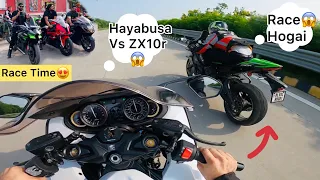 Zx10r Vs Hayabusa😳Sunday Ride Training Back workout❤️