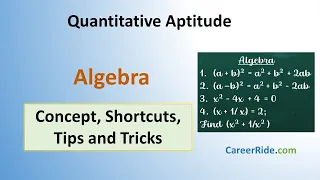 Algebra - Shortcuts & Tricks for Placement Tests, Jobs & Exams