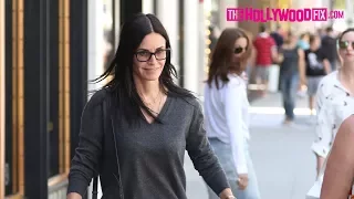 Courteney Cox Goes Shopping With A Friend & Gives A Homeless Man Money On Rodeo Drive 5.18.17