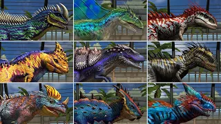 ALL HYBRID CARNIVORE DINOSAURS. All Max Level 40 | Jurassic World The Game - Indominus Rex Gen 2