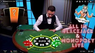 MASSIVE ALL IN AND SIDE BET HIT! FT. MONOPOLY LIVE SPIN! RIP MY DESK....