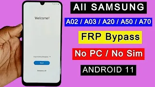 Samsung A02/A03/A20/A50/A70 FRP Bypass | All Samsung FRP Bypass Android 11 | Google Account Unlock
