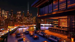 Night Jazz Lounge 🍷 Mellow Jazz Saxophone Music In Luxurious Rooftop Bar Ambience