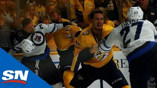 Chaos Erupts As Predators And Jets Dance In Line Brawl