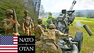 US Army, NATO. Live firing from M119A3 howitzers during exercises in Slovenia.