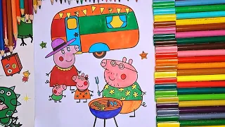 Peppa Pig🐷 & Family| Camper Van Holiday🚚| Barbecue🔥| Coloring Kids| Yankee Doodle| Skip to My Lou