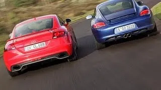 Audi TT RS gegen Porsche Cayman S - Audi jagt Porsches Krokodil