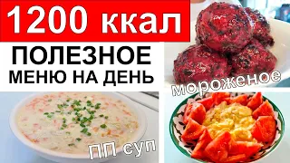 Рацион на 1200 ккал в день 💚 ПРИМЕР ПИТАНИЯ, пошаговые рецепты. ПП суп, ПП мороженое с Wollmer J310