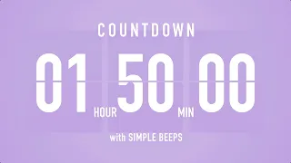 1 Hour 50 Minutes Countdown Flip Clock Timer / Simple Beeps 🫐 🔔