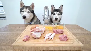 Husky Reviews RAW Chicken Parts With Son!